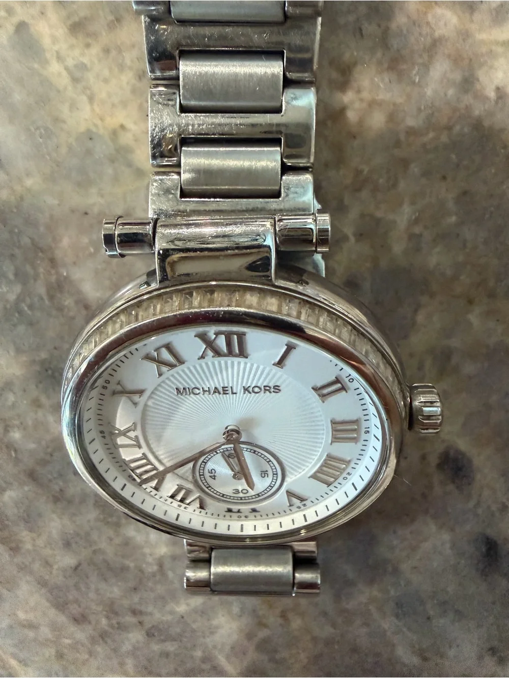 Michael Kors Silver-Tone Roman Numeral Bracelet Watch